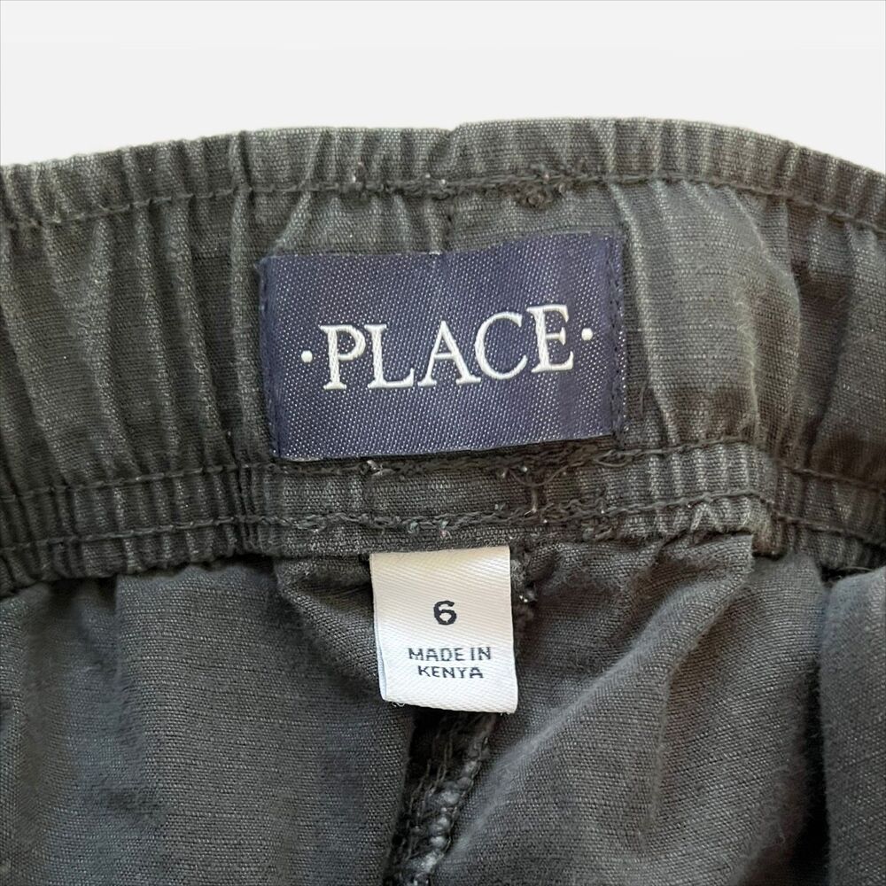 Childrens Place Boys Size 6 Washed Black Adjustable Uniform Pull on Cargo Shorts - Picture 4 of 6